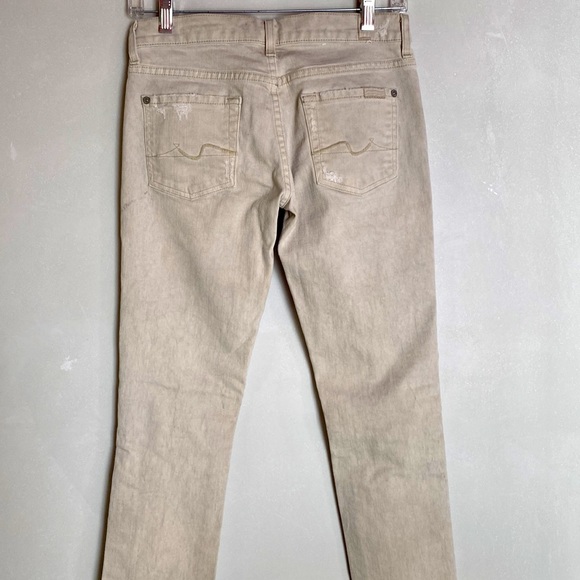7 for All Mankind skinny leg taupe distressed jeans  women’s size 25 - Picture 3 of 8
